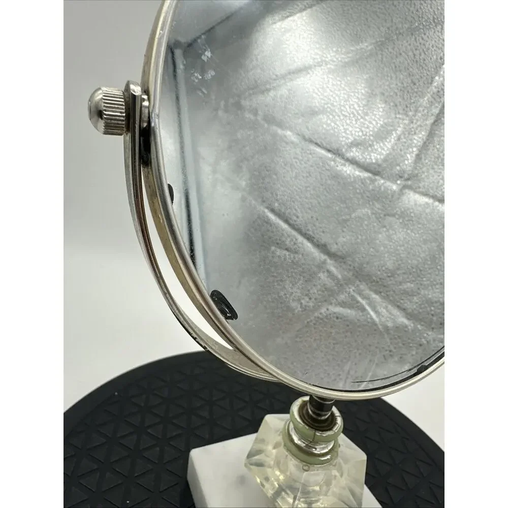 Vintage Italian Marble Pedestal Vanity Makeup Mirror Ornate Mirror